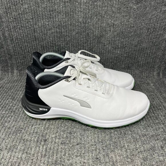 PUMA Phantom Cat Nitro Golf Shoes White Black‎ Fluro Mens Size 9.5